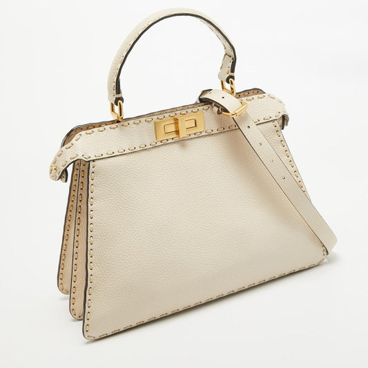 White Leather Fendi Peekaboo