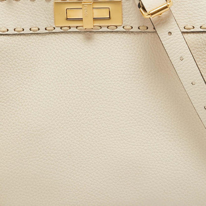 White Leather Fendi Peekaboo